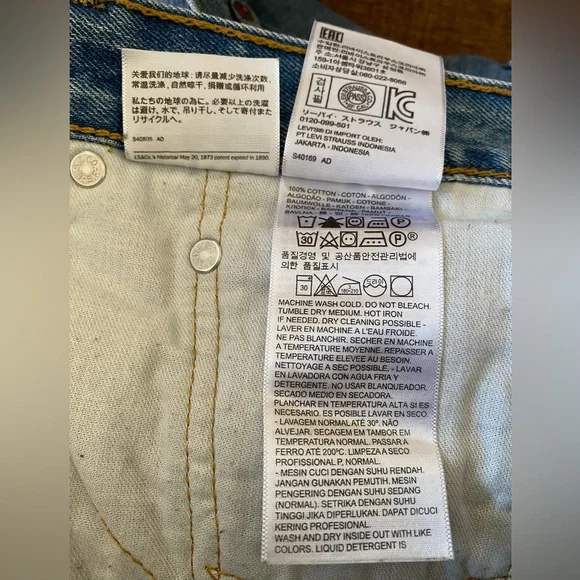 Levi's 505 Blue Straight Jeans Classic Denim- 34x30 - Picture 5 of 5